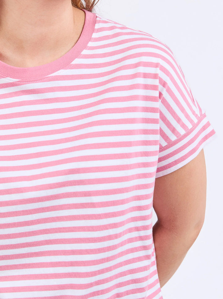 Yara Stripe Short Sleeve Tee - Chateau Rose