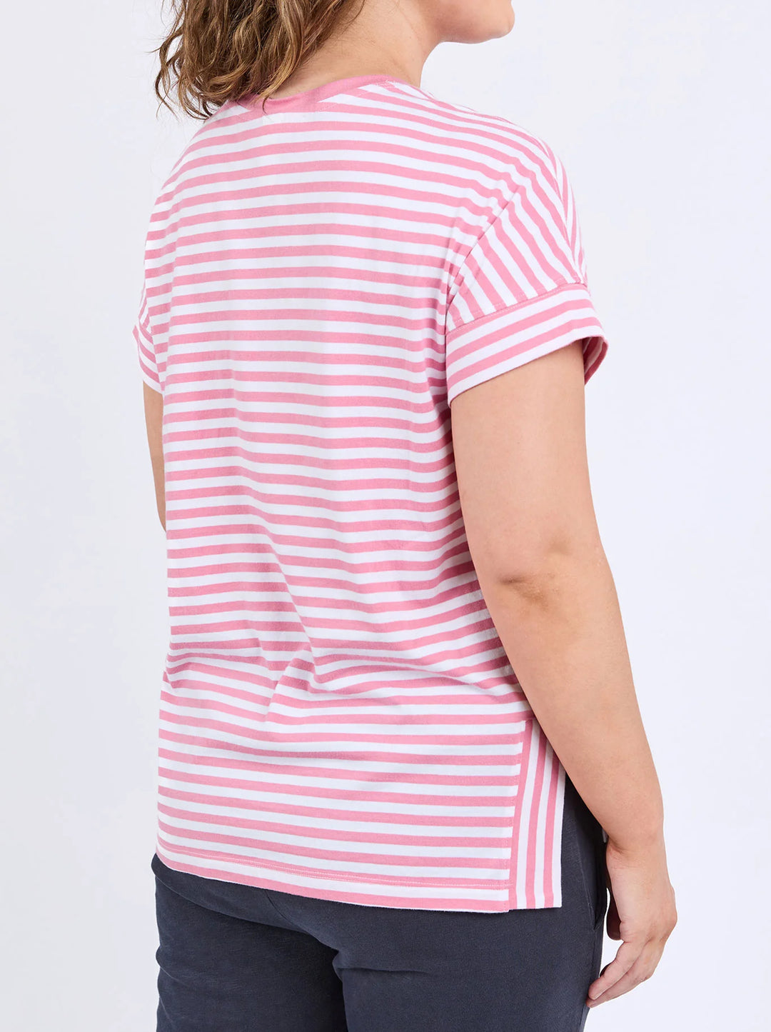 Yara Stripe Short Sleeve Tee - Chateau Rose
