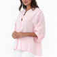 Jane Linen Button Blouse-Blush Pink