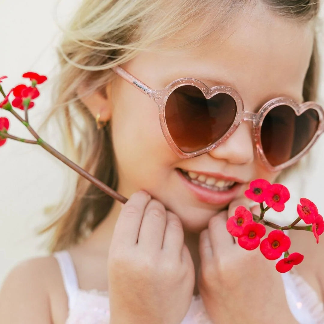 Heart Sparkle Pink Glitter Glasses- 3 + years