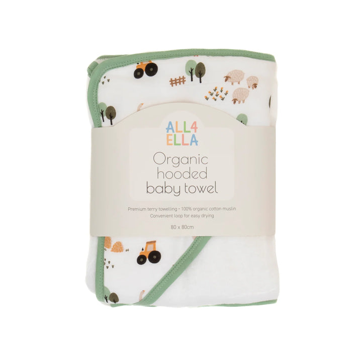 ORGANIC HOODED TOWEL - COUNTRY FARM