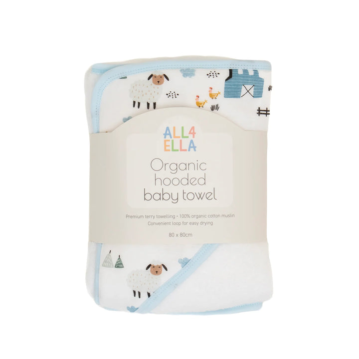 ORGANIC HOODED TOWEL - BARNYARD