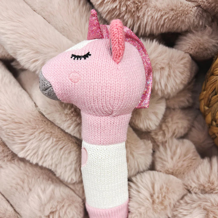 Hand Rattle - Knit - Unicorn