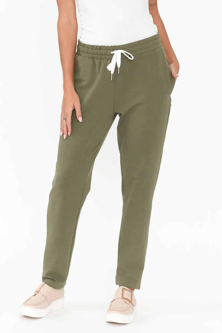 Lobby Khaki Cotton Relaxed Sweatpants