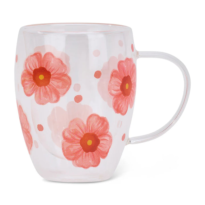 Double Wall Glass Mug - Meadow Blush