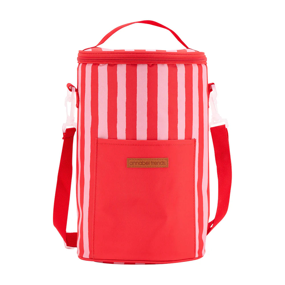 PICNIC COOLER BAG BARREL (TALL) - RED  STRIPE