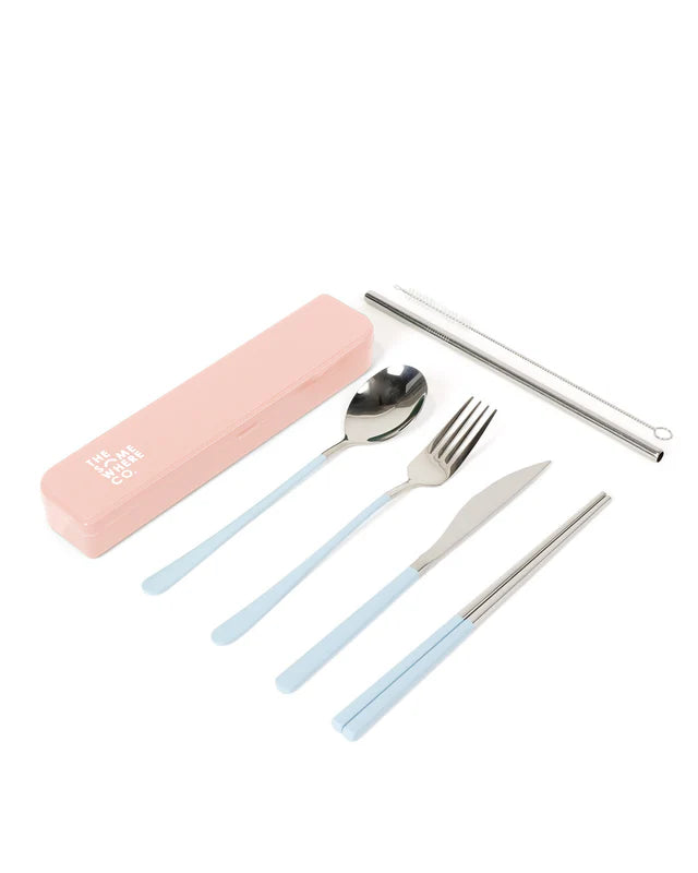 Take Me Away Cutlery Kit - Silver with Powder Blue Handle