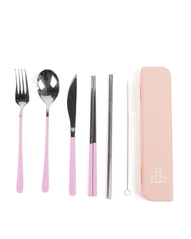 Take Me Away Cutlery Kit - Silver with Lilac Handle