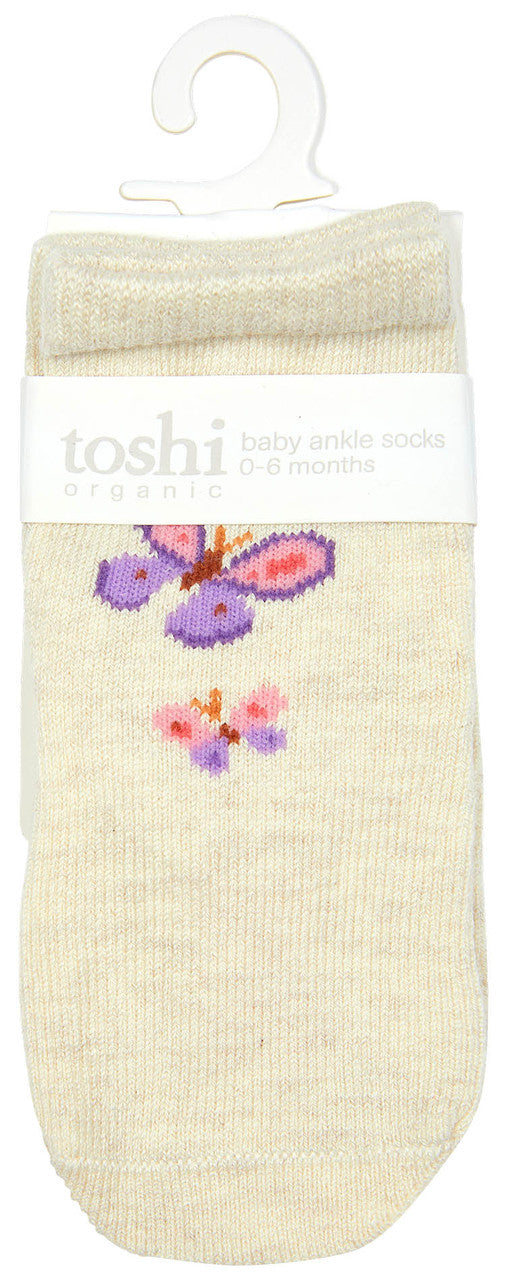 Organic Socks Ankle Jacquard Butterfly Bliss