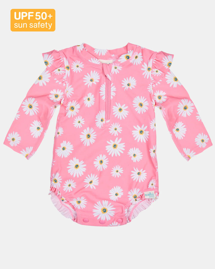 Swim Onesie Long Sleeve Ripple - Daisy Watermelon