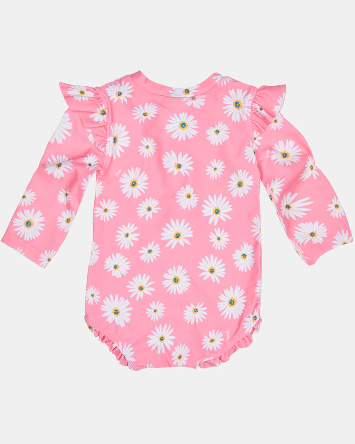 Swim Onesie Long Sleeve Ripple - Daisy Watermelon