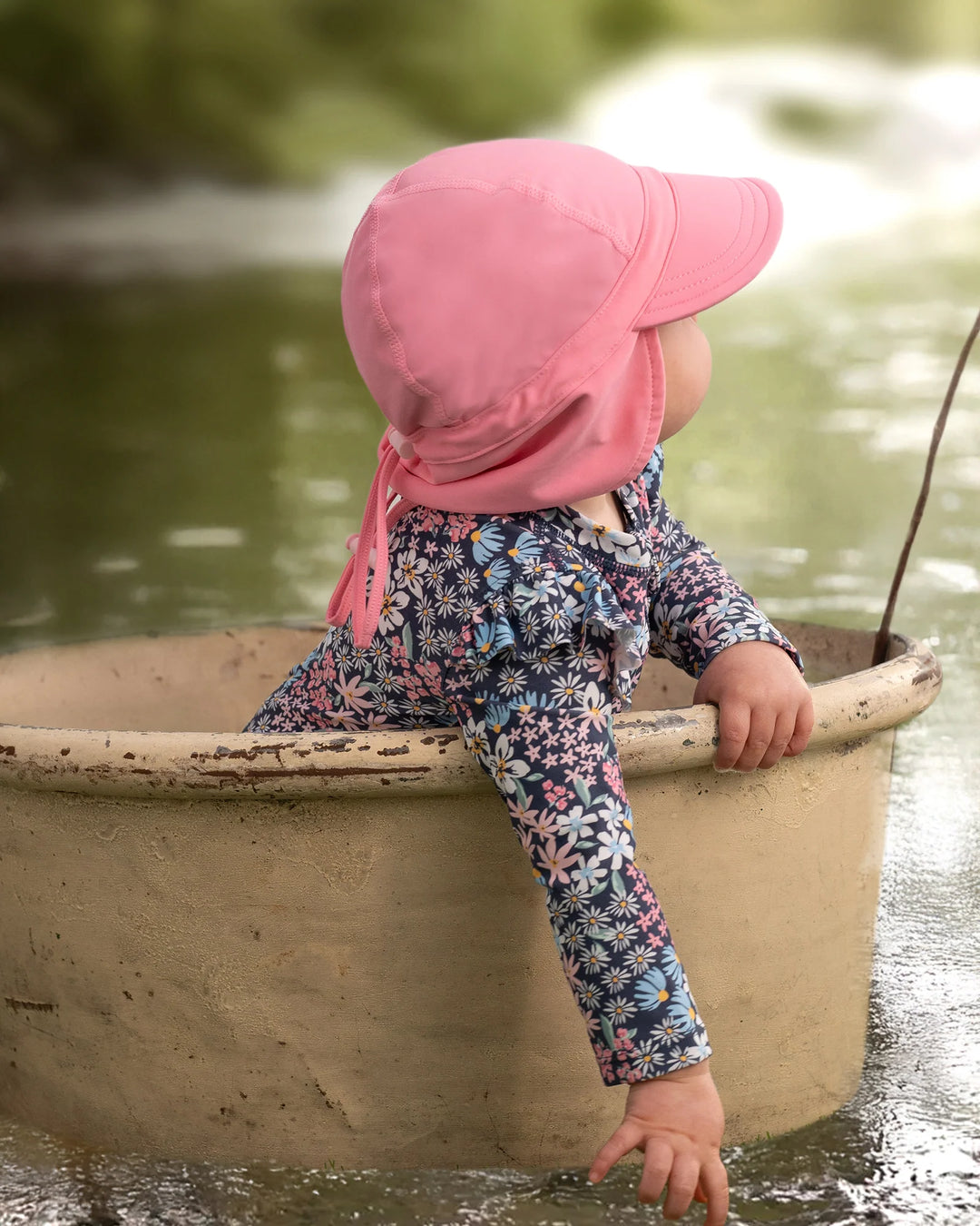 Swim Onesie Long Sleeve Ripple - Wattle Dusk