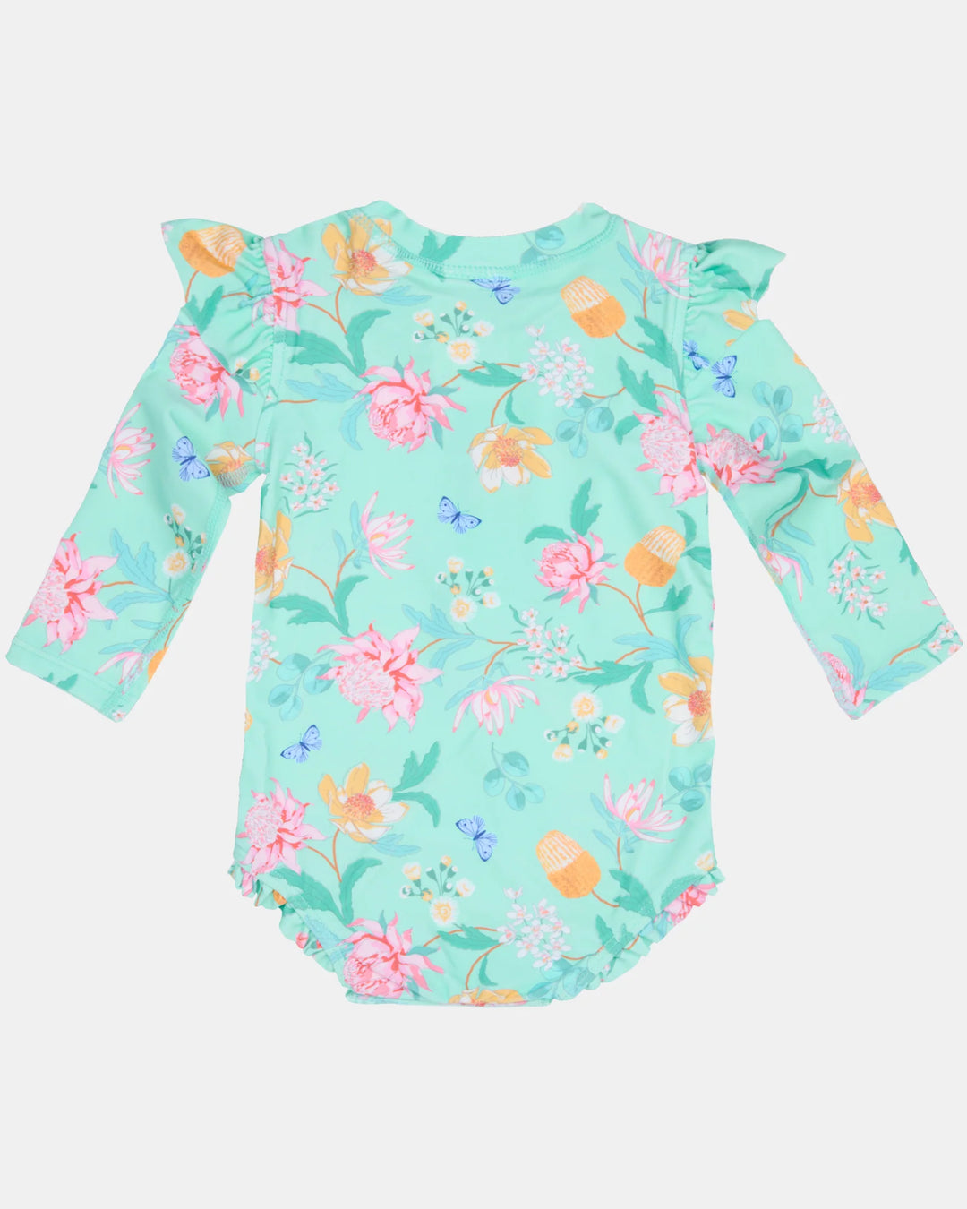 Swim Onesie Long Sleeve Ripple - Waratah Mint