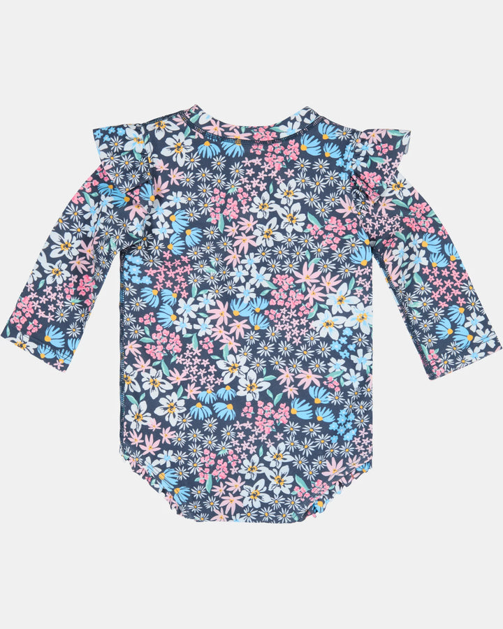Swim Onesie Long Sleeve Ripple - Wattle Dusk