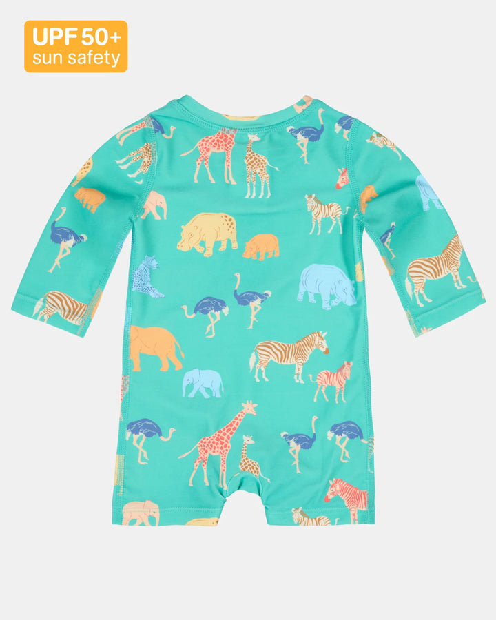 Swim Onesie Long Sleeve Splash - Congo Seagrass