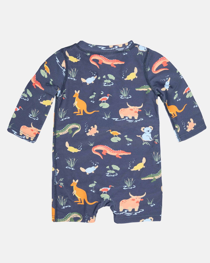 Swim Onesie Long Sleeve Splash - Kakadu Moonlight