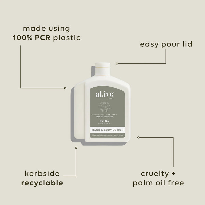 650ML LOTION REFILL - WILLOW GUM & LEMON MYRTLE