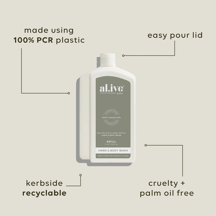 1 L WASH REFILL - WILLOW GUM & LEMON MYRTLE