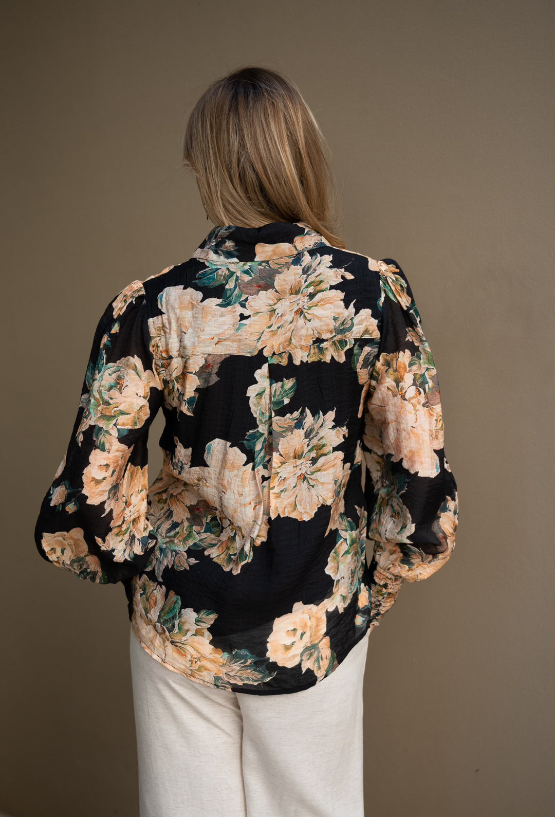Peony Lace Trim Blouse - Black