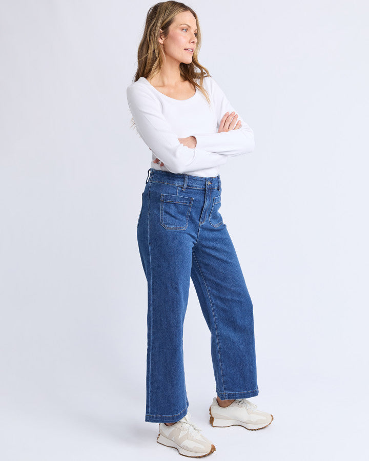ALYSSA FRONT POCKET JEAN - Mid Blue Wash