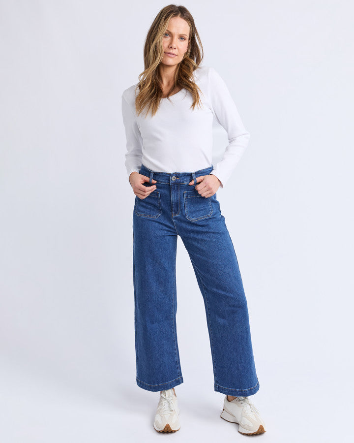 ALYSSA FRONT POCKET JEAN - Mid Blue Wash