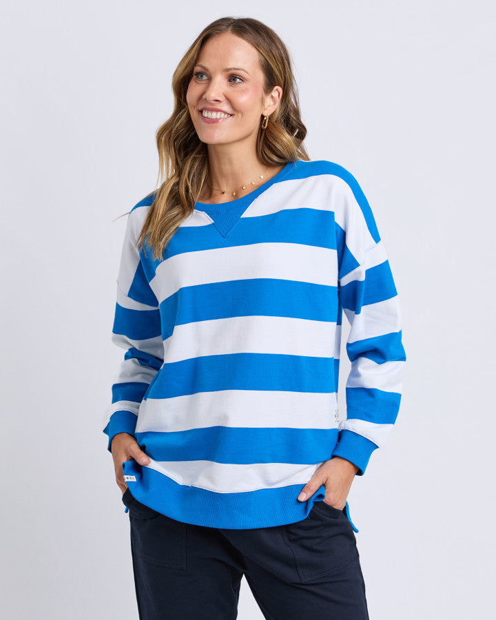 Billie Block Stripe Crew - Royal Blue