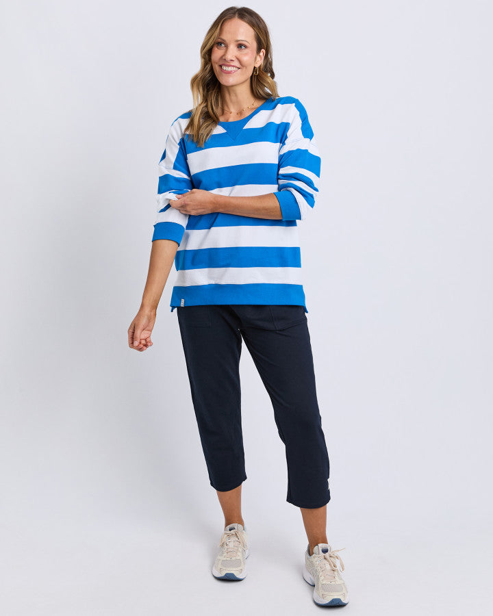Billie Block Stripe Crew - Royal Blue