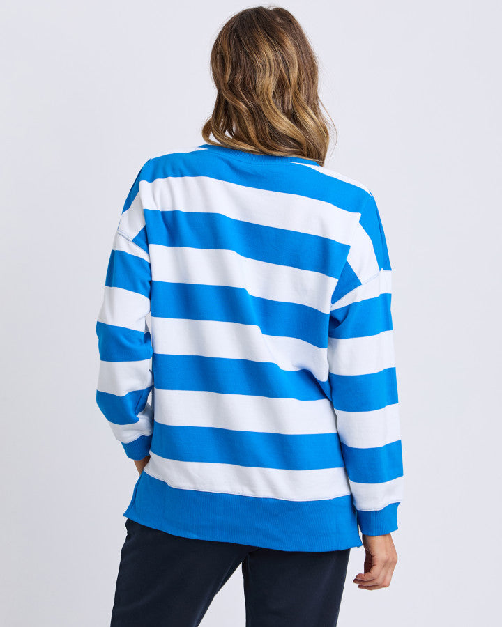 Billie Block Stripe Crew - Royal Blue