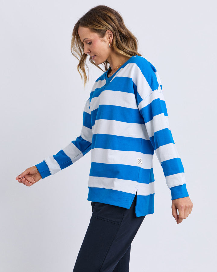 Billie Block Stripe Crew - Royal Blue