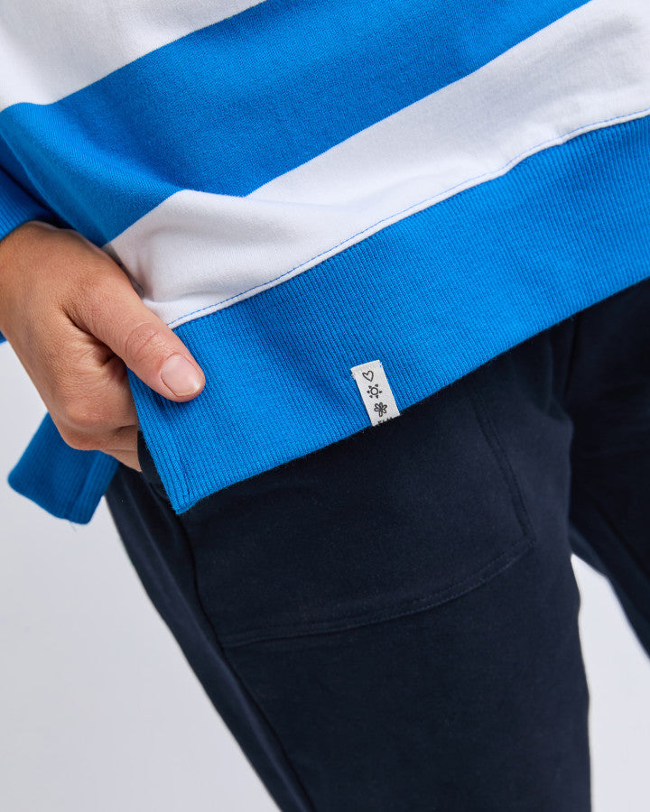 Billie Block Stripe Crew - Royal Blue