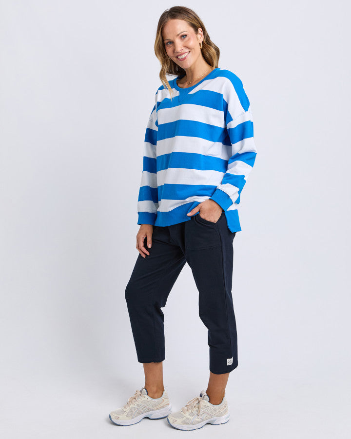 Billie Block Stripe Crew - Royal Blue