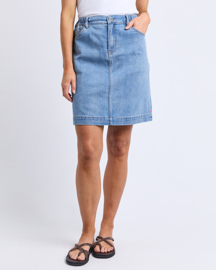 BIRDIE DENIM SKIRT - LIGHT BLUE WASH