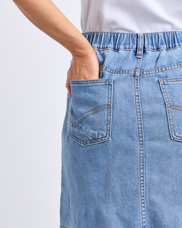 BIRDIE DENIM SKIRT - LIGHT BLUE WASH