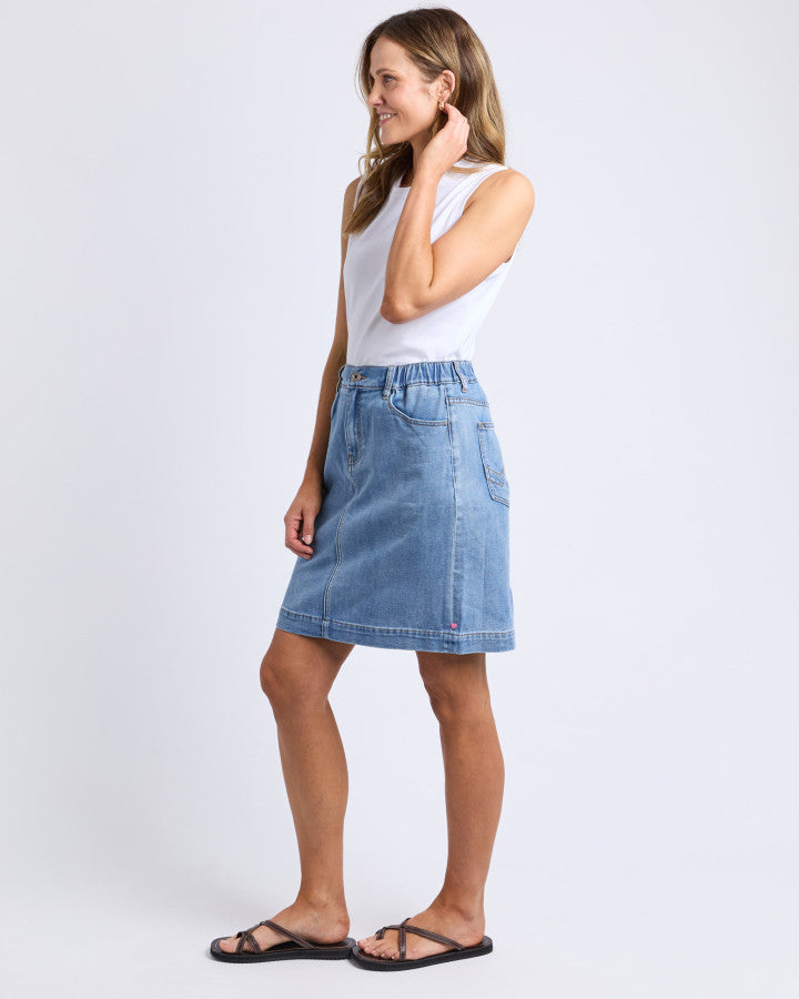 BIRDIE DENIM SKIRT - LIGHT BLUE WASH