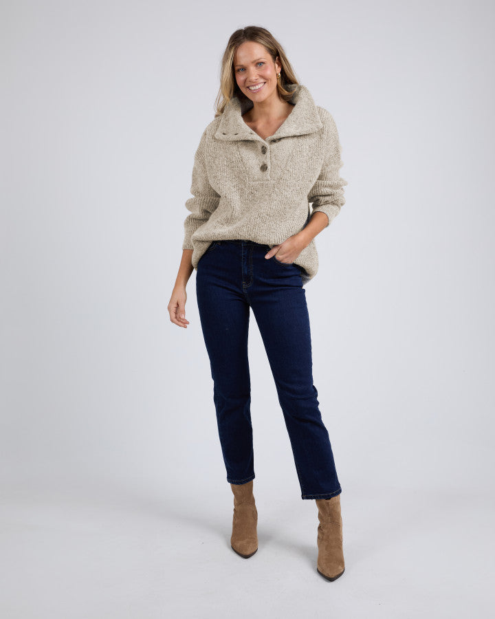 Bron Button Knit - Oat