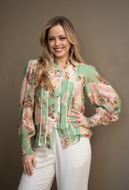 Peony Lace Trim Blouse