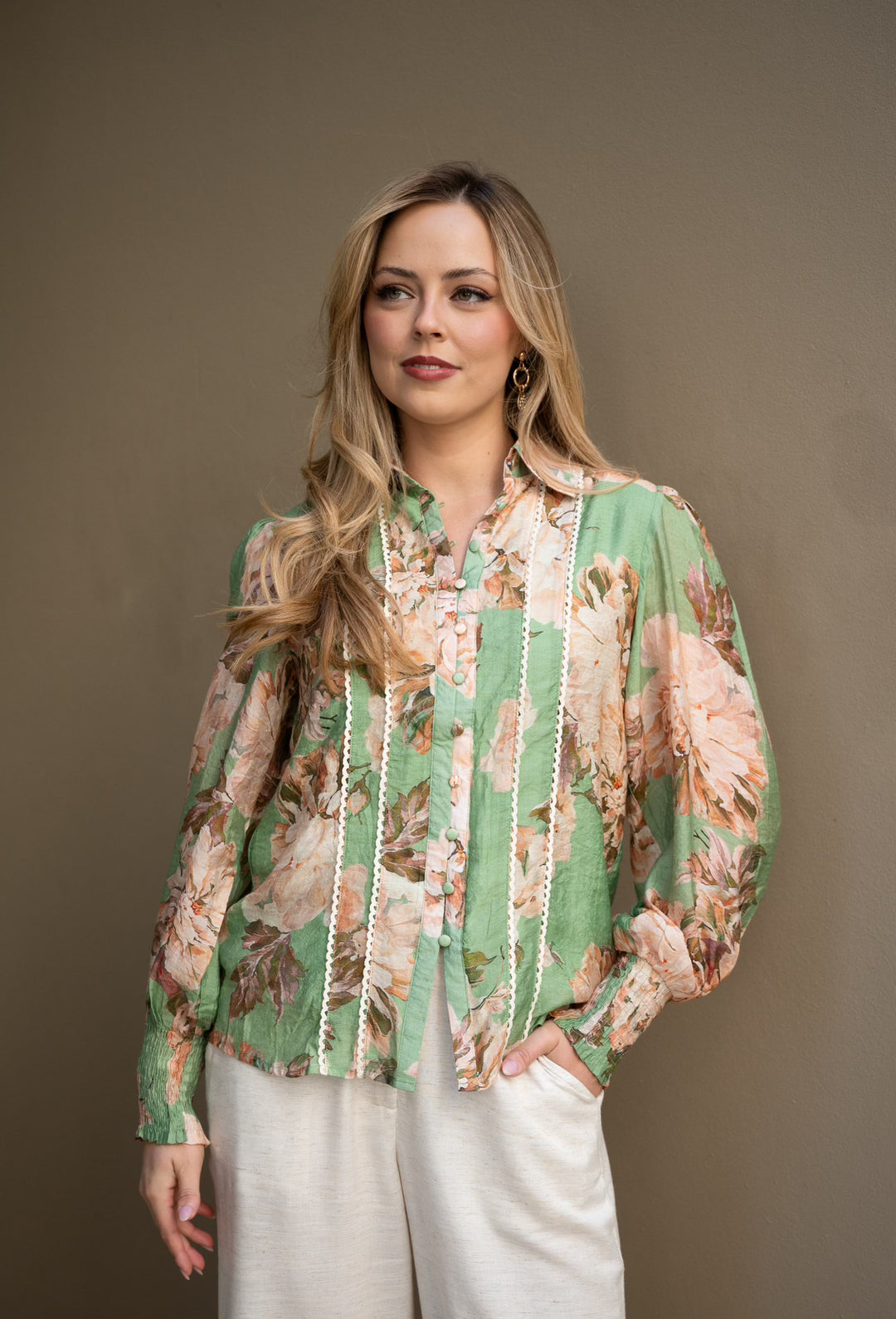 Peony Lace Trim Blouse