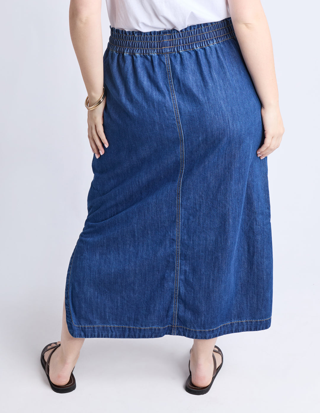 Clover Midi Denim Skirt Mid Blue Wash