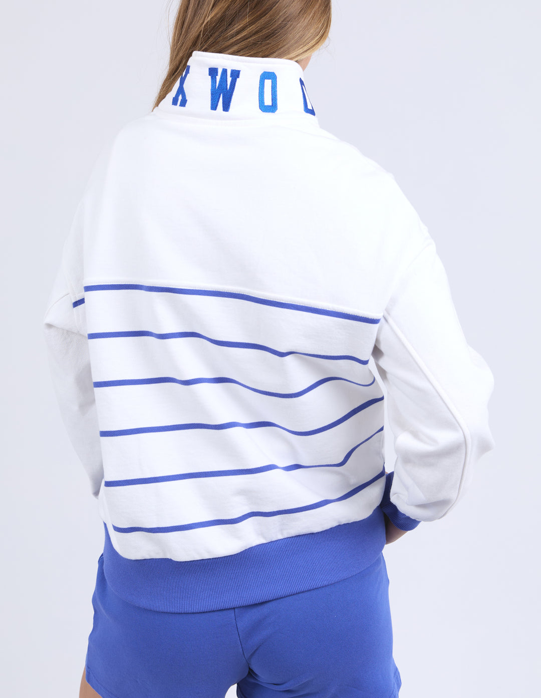 College Stripe Zip Crew - Blue