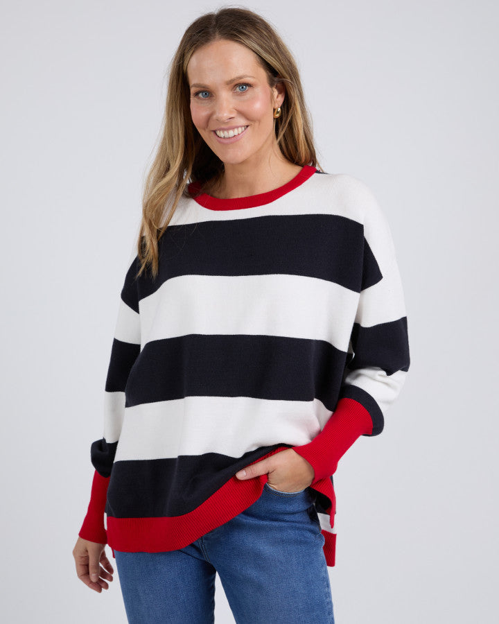 Elvie Stripe Knit Navy/White/Poppy