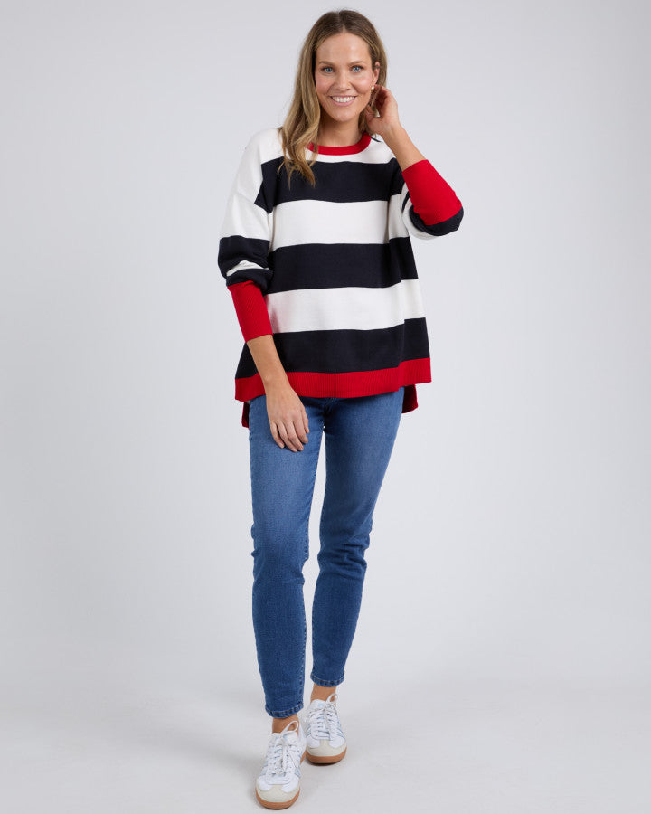 Elvie Stripe Knit Navy/White/Poppy