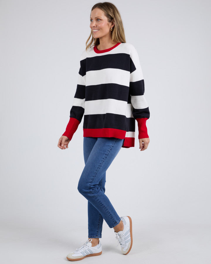 Elvie Stripe Knit Navy/White/Poppy