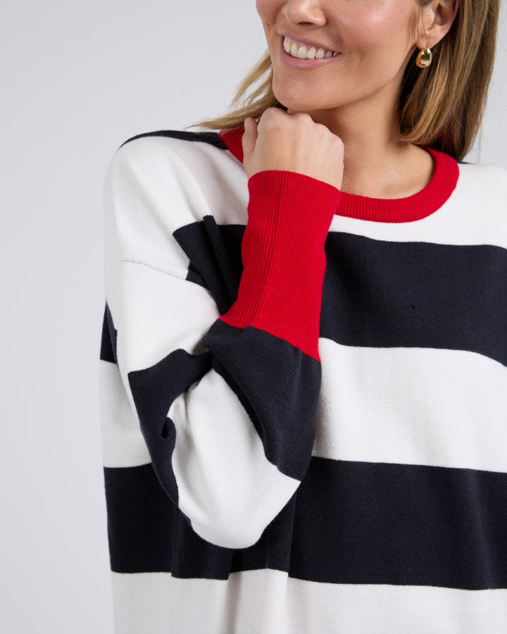 Elvie Stripe Knit Navy/White/Poppy