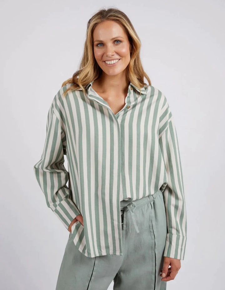 Donata Stripe Shirt - Thyme Green