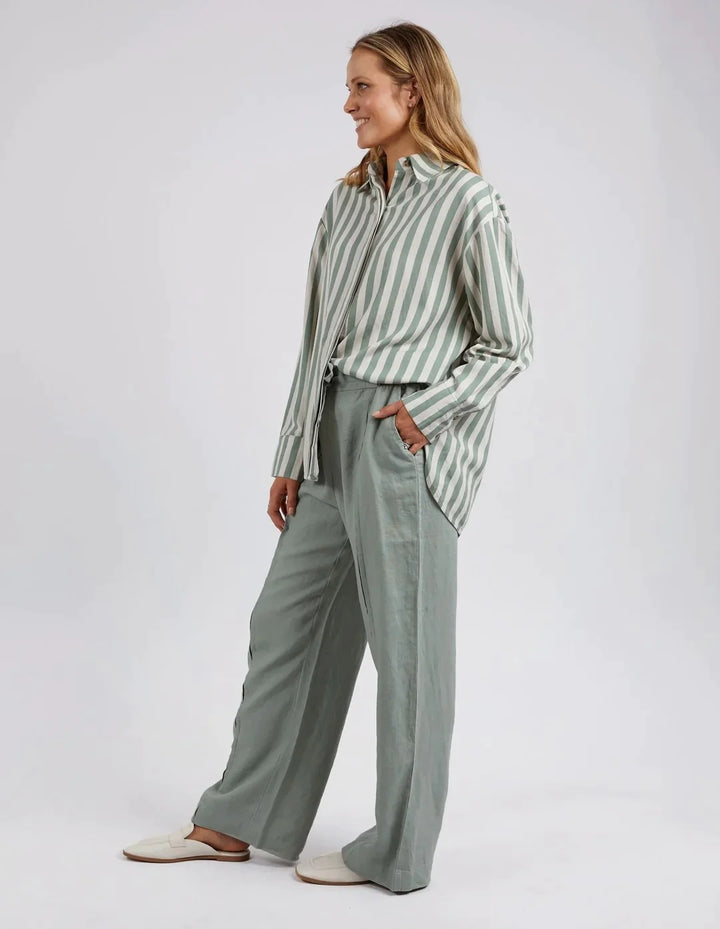 Donata Stripe Shirt - Thyme Green