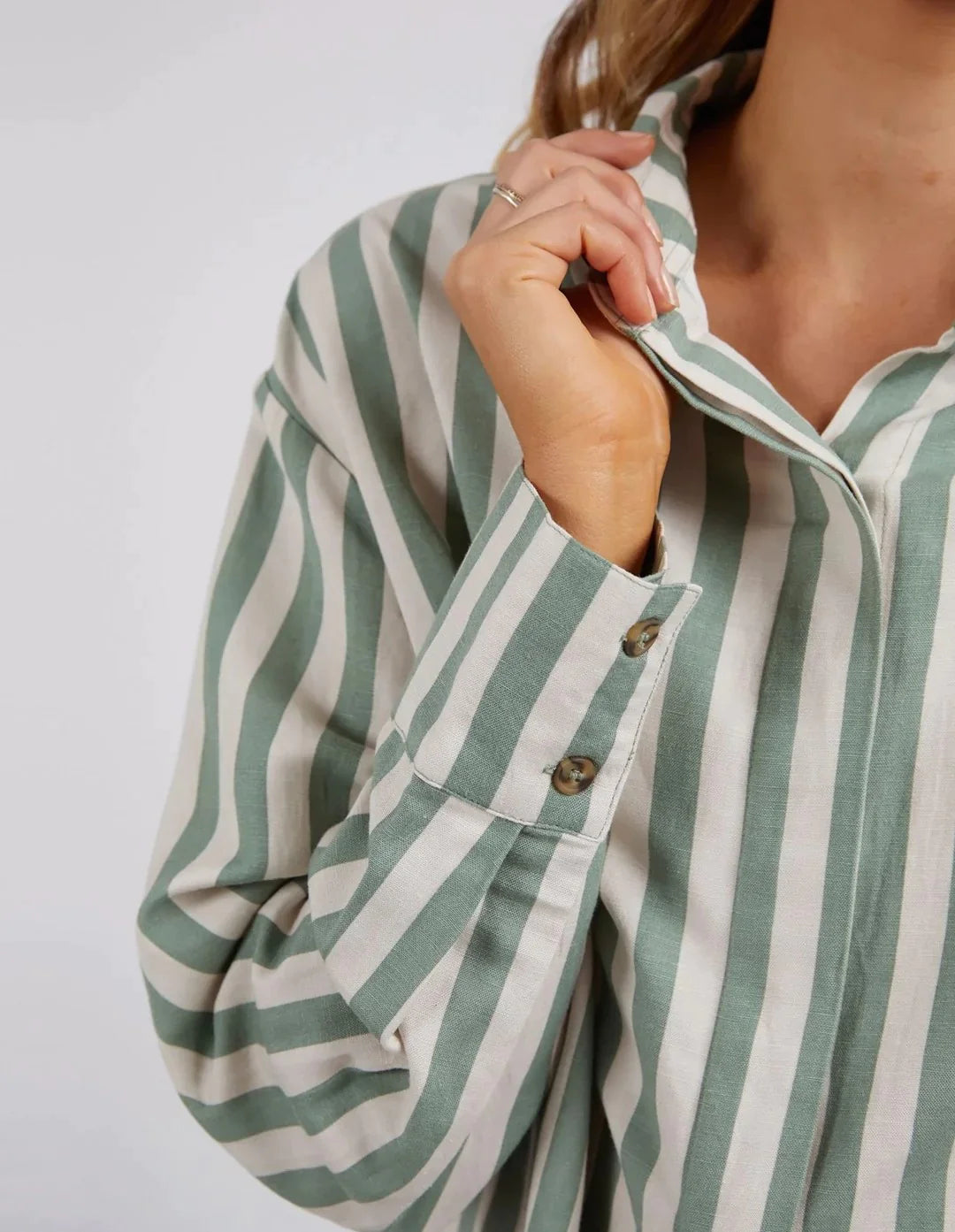 Donata Stripe Shirt - Thyme Green