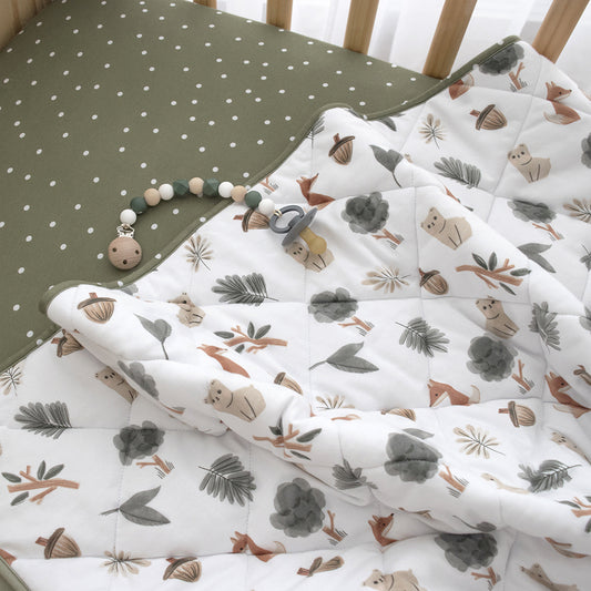 Reversible Quilted Cot Comforter - Forest Retreat