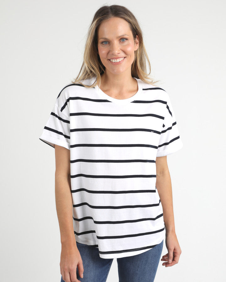 HALLI TEE - Navy and White Stripe
