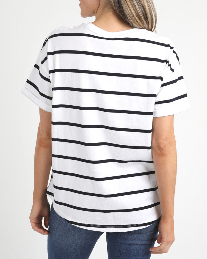 HALLI TEE - Navy and White Stripe