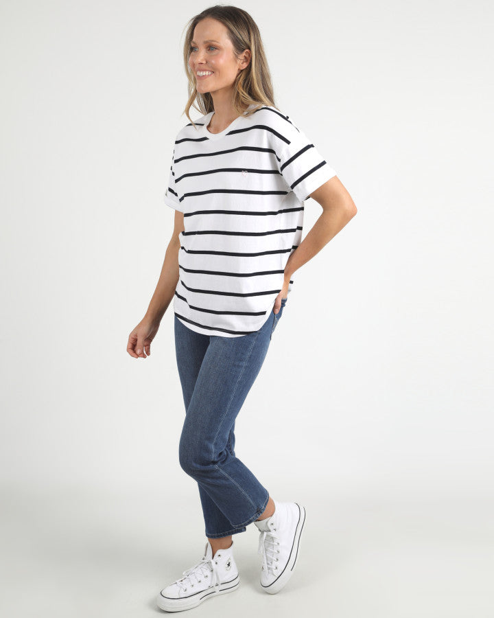 HALLI TEE - Navy and White Stripe